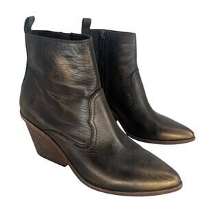 Frye Amado Wedge Ankle Bootie Bronze Brown Leather 7.5